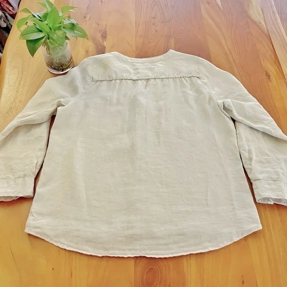 Harve Benard 100% Linen Minimalist Casual Relaxed Fit Button  Down Shirt Blouse. - Picture 10 of 14